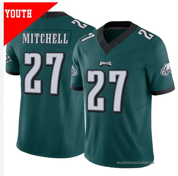 Youth Nike Philadelphia Eagles #27 Quinyon Mitchell Midnight Green   Game 2024 NFL Jersey->youth nfl jersey->Youth Jersey